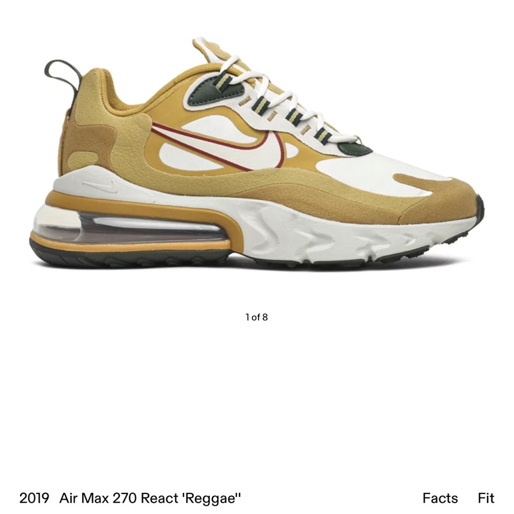 Nike air 270 react reggae good condition tan white and green size 12